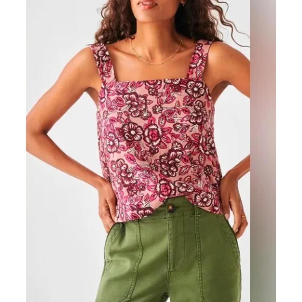 Faherty Pacifica Linen Tank in Rose Desert Bloom Size XS NWT